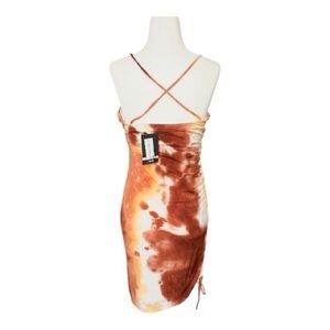 NWT The Boutique Tie-Dye Ruched Bodycon Mini Dress Boho Chic